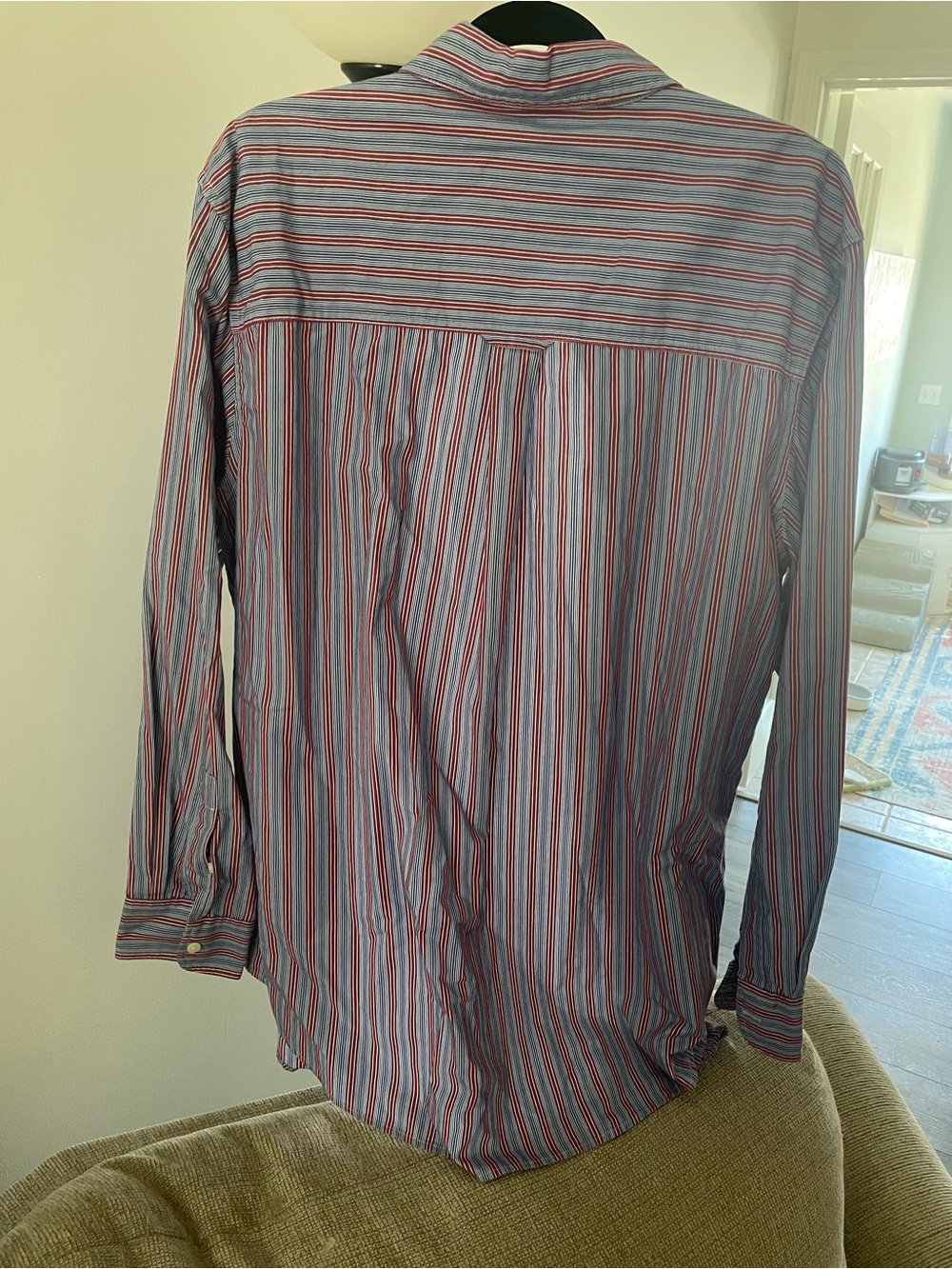 Chaps Men’s Striped Button-Down Shirt - Blue & Red - Picture 3 of 3
